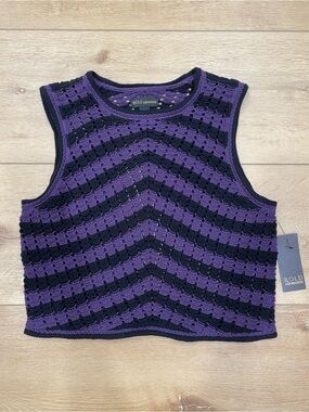 Bold Elements M Purple Black Crochet Knit Tank Top NWT Y2K Whimsigoth Grunge